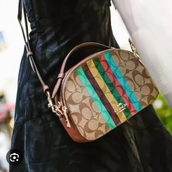 COACH Serena Satchel Crossbody Bag In Signature Canvas With Stripe C5642 - Picture 3 of 12